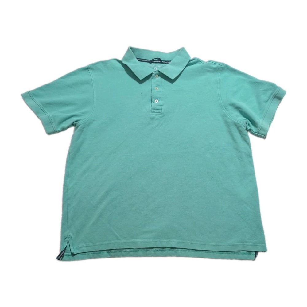 Architect Men's Large Aqua Teal Pique Polo Shirt Short Sleeve Cotton Casual